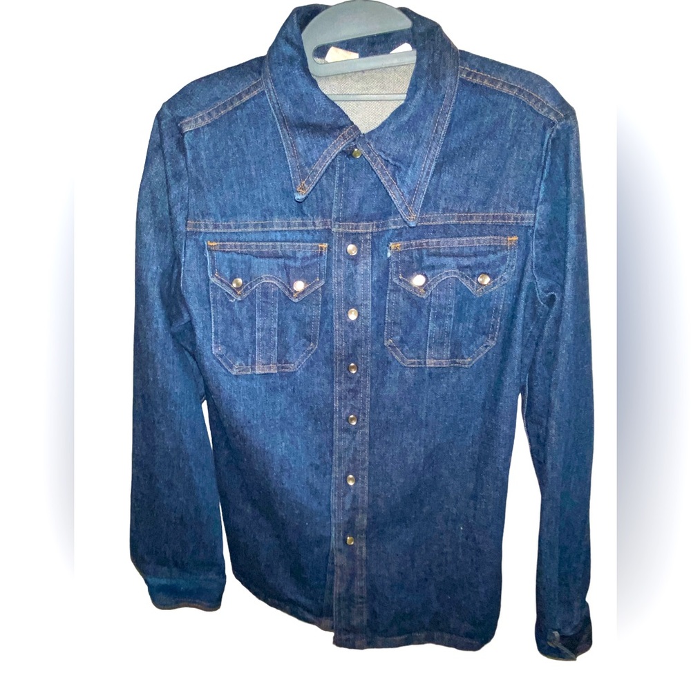 Vintage denim shacket pearl snaps